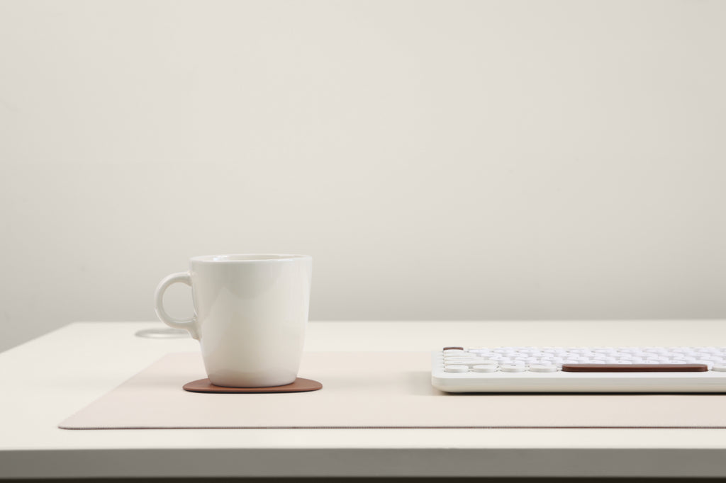 DeskPaw Premium Beige/Brown Desk Pad Dual-Sided Leather Blotter