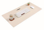DeskPaw Premium Beige/Brown Desk Pad Dual-Sided Leather Blotter