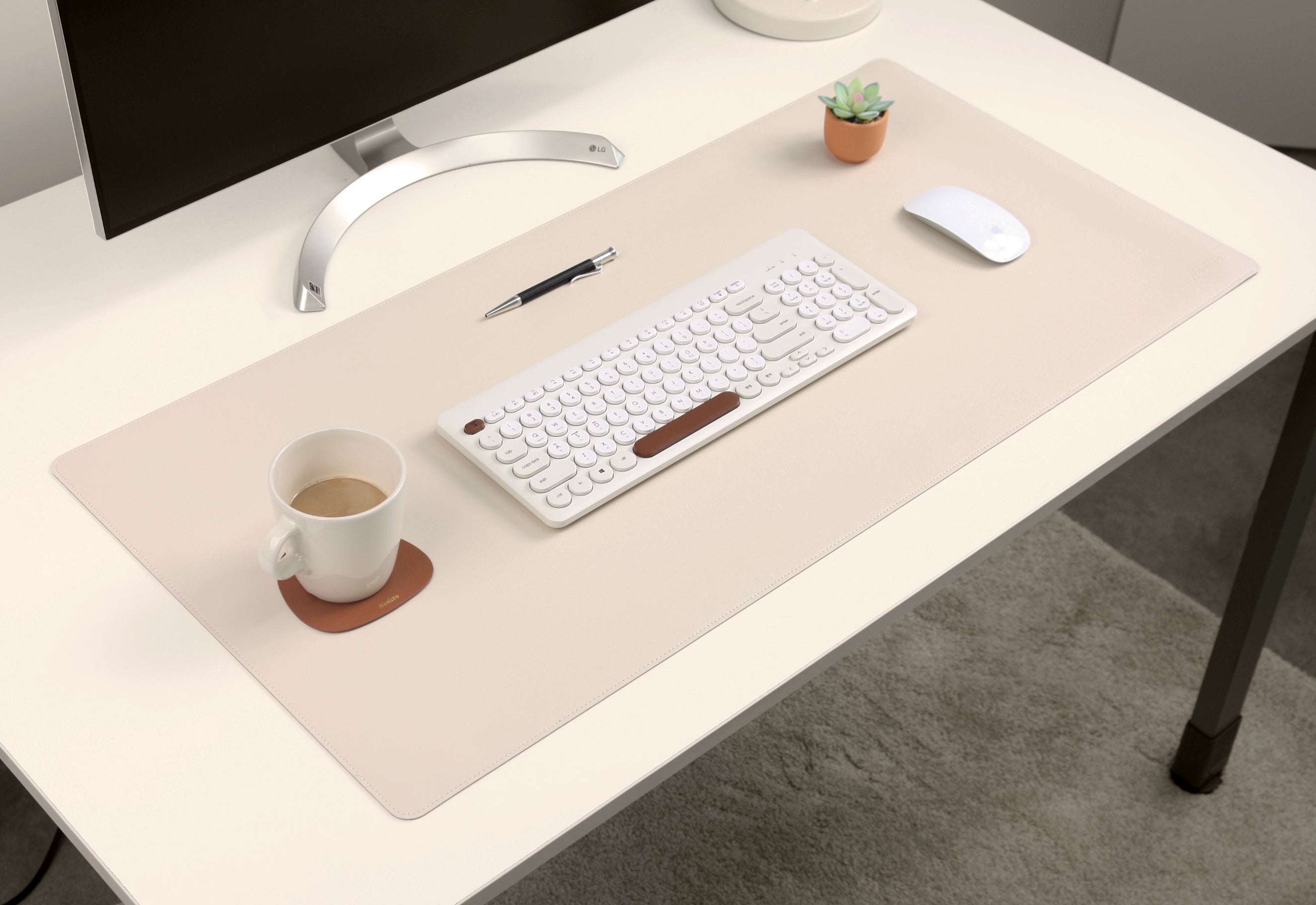 DeskPaw Premium Beige/Brown Desk Pad Dual-Sided Leather Blotter