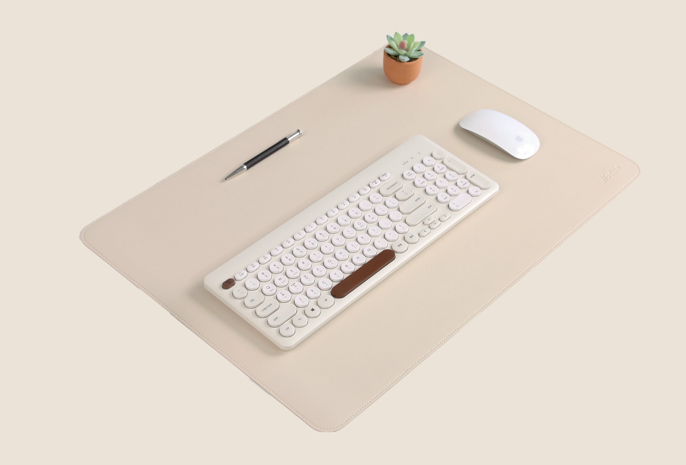 DeskPaw Premium Beige/Brown Desk Pad Dual-Sided Leather Blotter