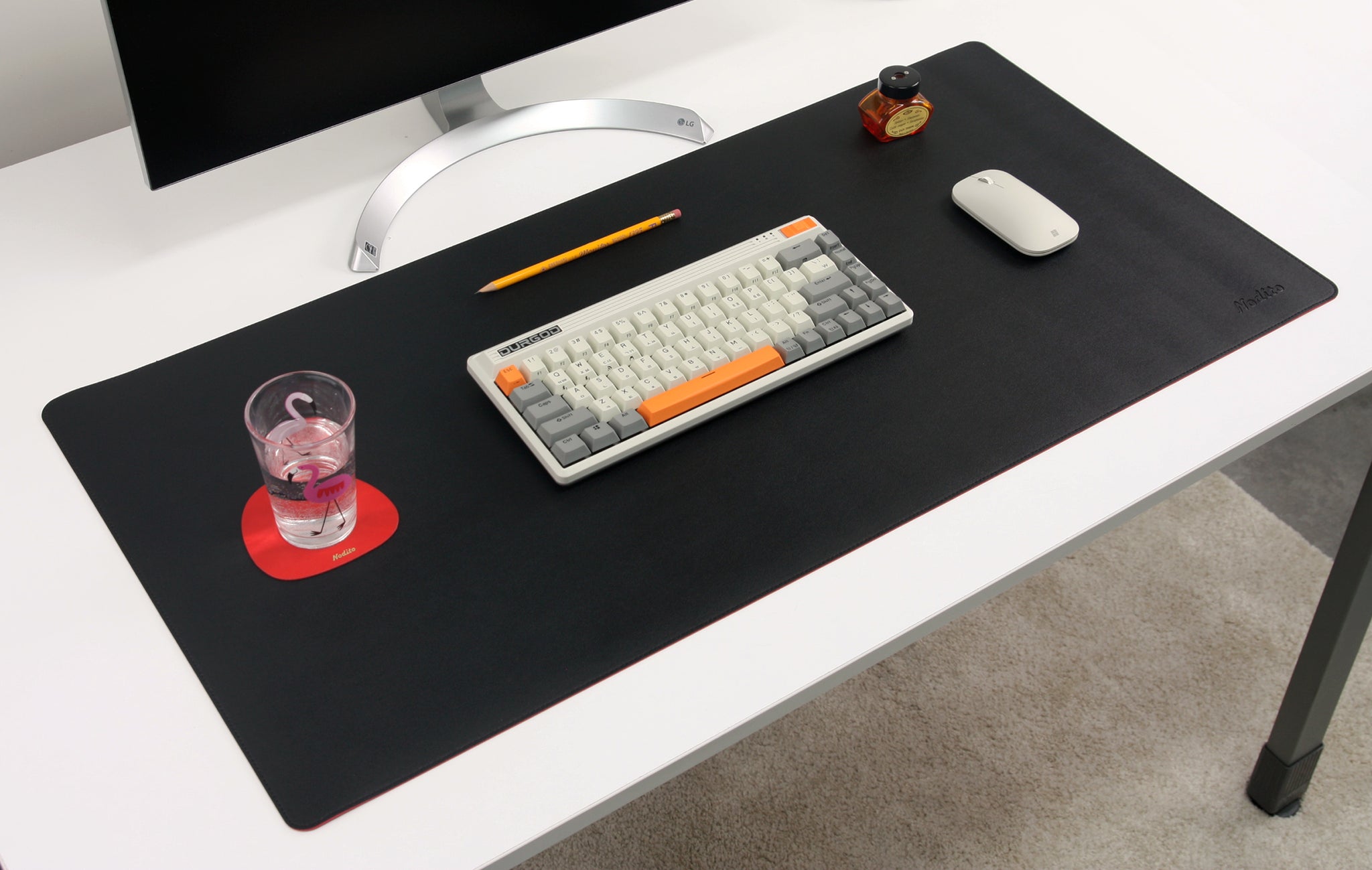 DeskPaw Black Red Premium Desk Pad Dual Sided Leather Blotter
