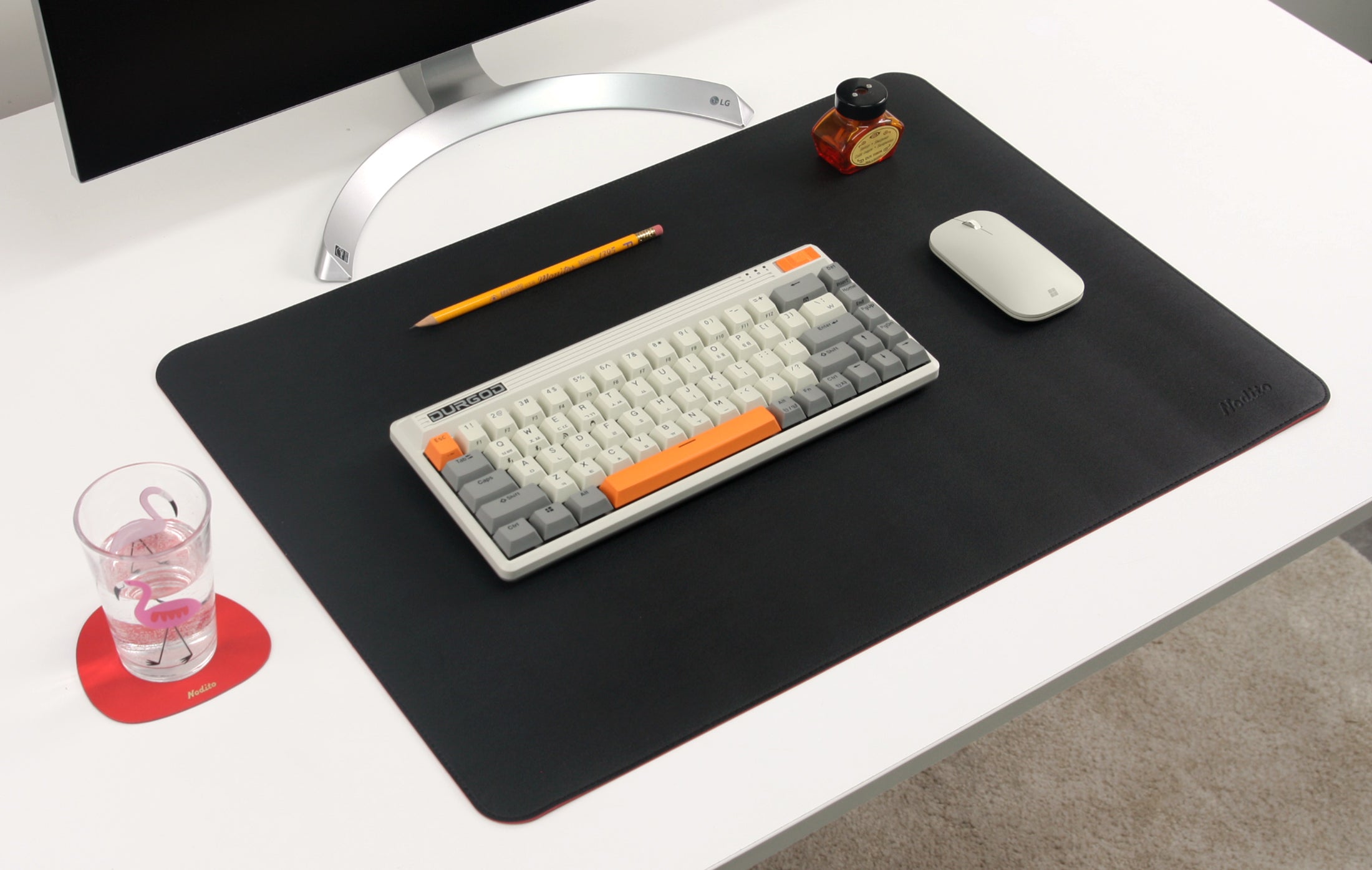 DeskPaw Black/Red Premium Desk Pad Dual-Sided Leather Blotter