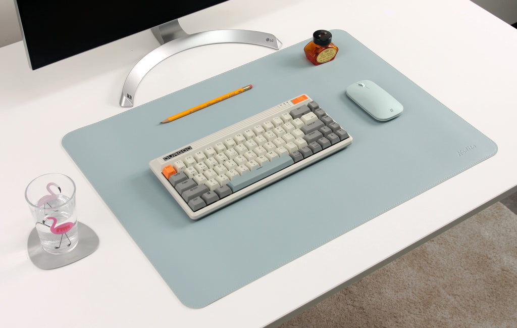 DeskPaw Blue/Silver Premium Desk Pad Dual-Sided Leather Blotter