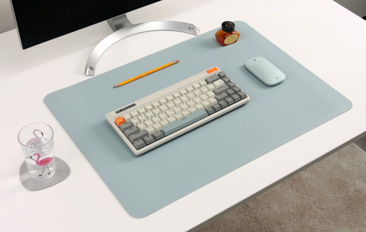 DeskPaw Blue/Silver Premium Desk Pad Dual-Sided Leather Blotter