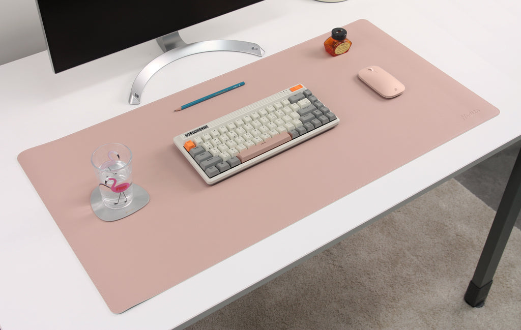 DeskPaw Pink/Silver Premium Desk Pad Dual-Sided Leather Blotter